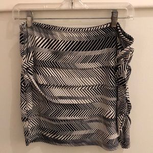 Black and white striped banded skirt